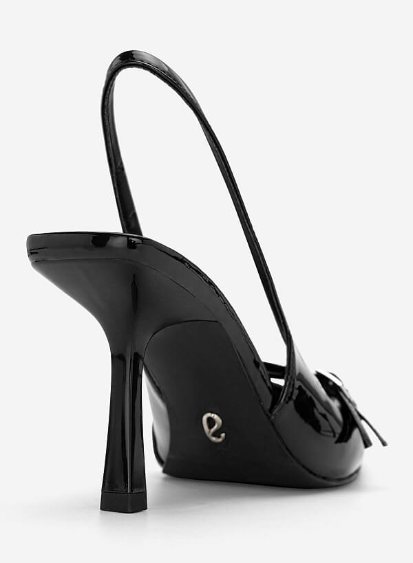 Giày slingback mũi nhọn phối khóa đôi - BMN 0731 - Màu đen - VASCARA