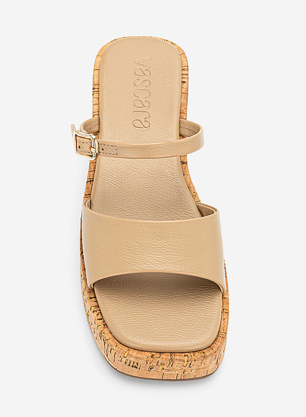 Guốc đế xuồng flatform - GXG 0061 - Màu kem - VASCARA