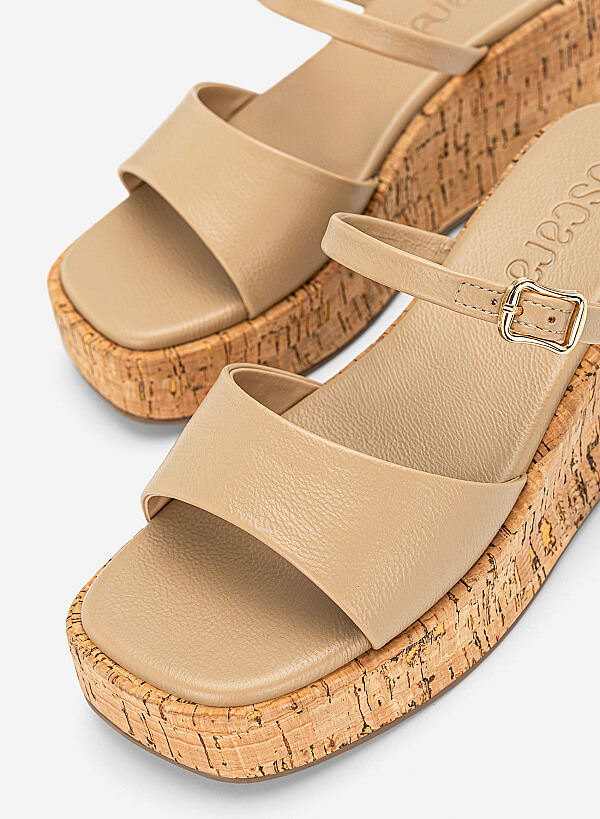 Guốc đế xuồng flatform - GXG 0061 - Màu kem - VASCARA
