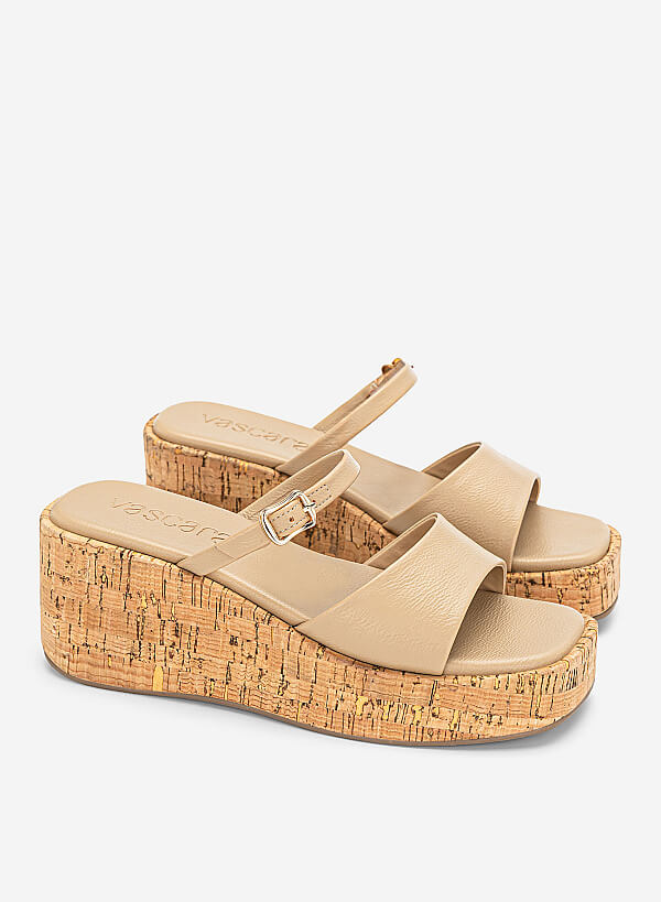 Guốc đế xuồng flatform - GXG 0061 - Màu kem - VASCARA