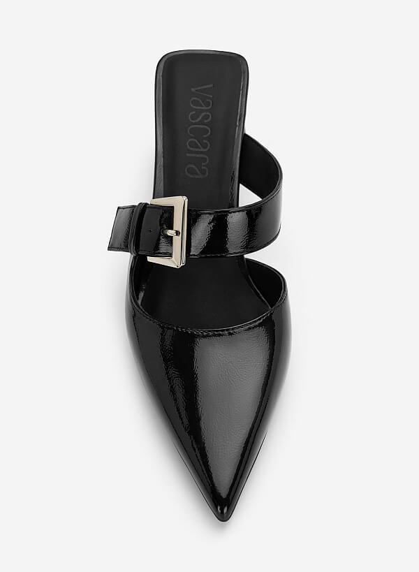 Guốc mules block heel cut-out phối khóa gài - GNN 0230 - Màu đen - VASCARA