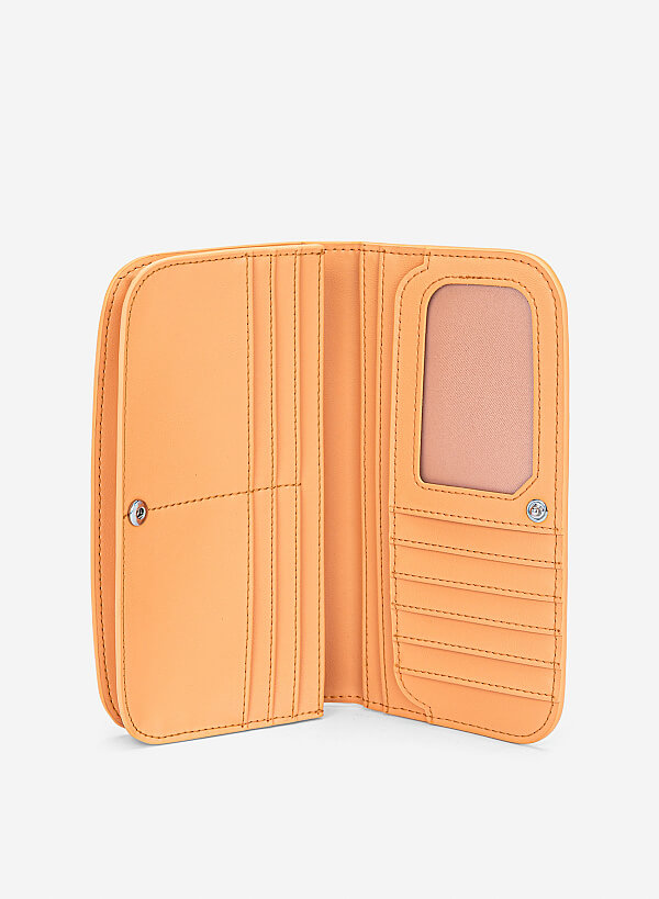 Ví cầm tay zip-around dáng vòm - WAL 0337 - Màu cam nhạt - VASCARA