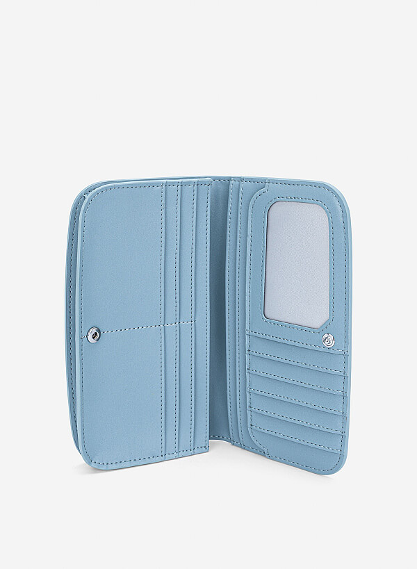 Ví cầm tay zip-around dáng vòm - WAL 0337 - Màu xanh da trời - VASCARA