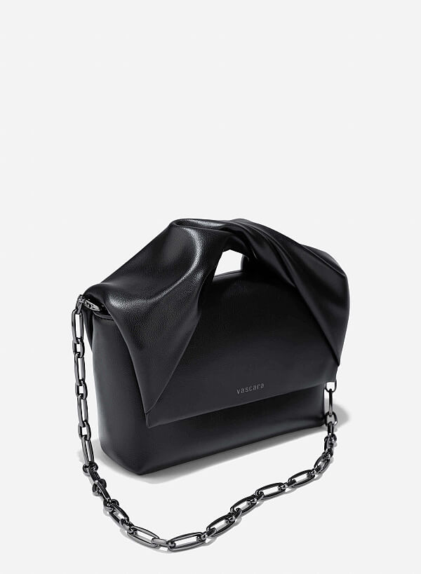 Clutch cầm tay quai xoắn - CLU 0138 - Màu đen - VASCARA