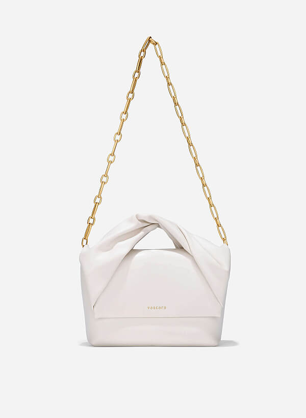 Clutch cầm tay quai xoắn - CLU 0138 - Màu kem