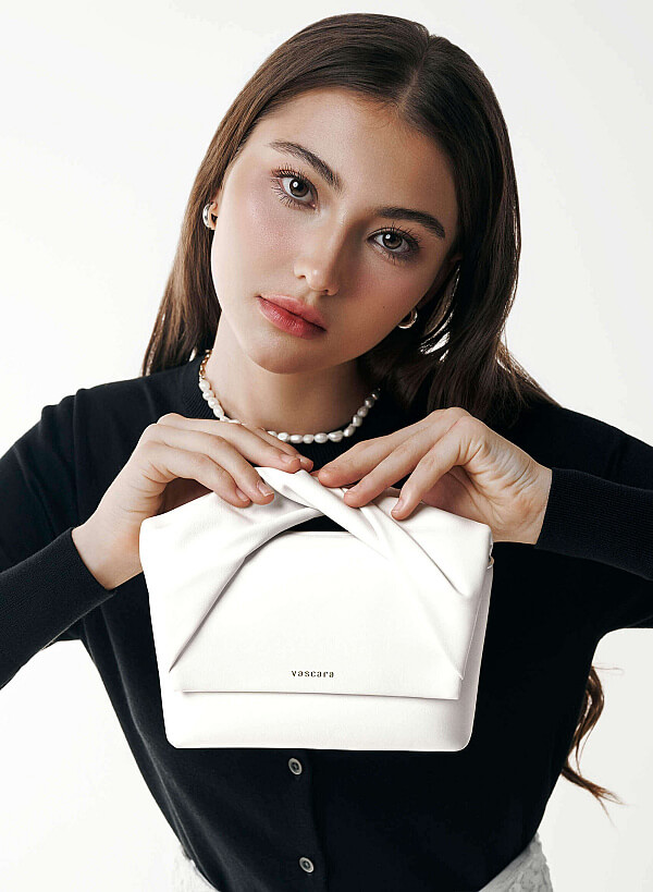 Clutch cầm tay quai xoắn - CLU 0138 - Màu kem - VASCARA