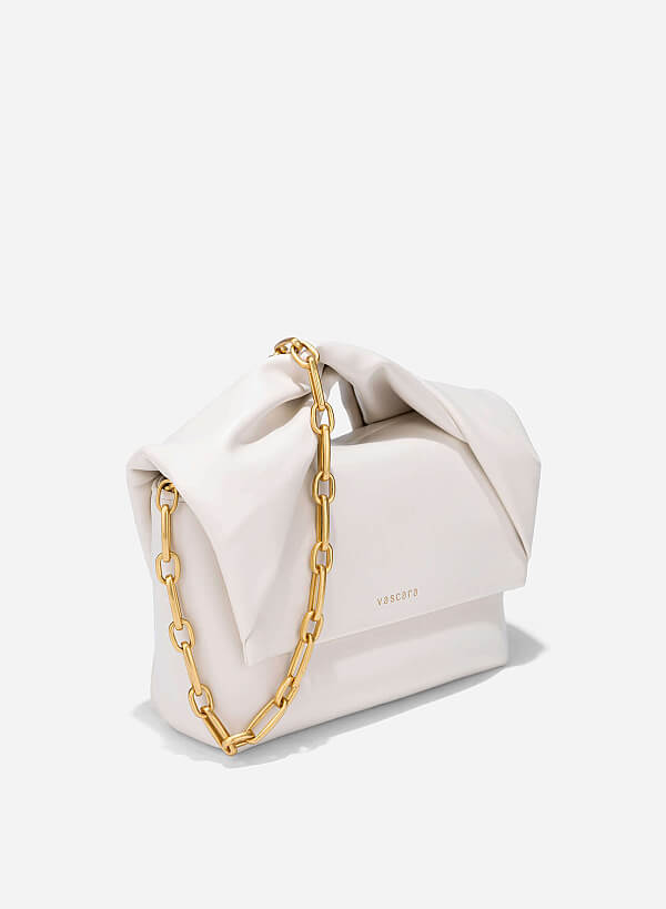 Clutch cầm tay quai xoắn - CLU 0138 - Màu kem - VASCARA
