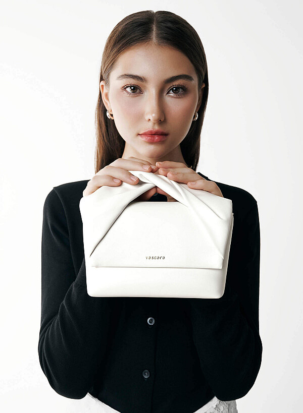Clutch cầm tay quai xoắn - CLU 0138 - Màu kem - VASCARA
