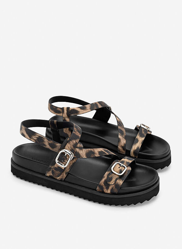 Giày sandals flatform họa tiết da báo - SDK 0354 - Màu họa tiết da báo - VASCARA