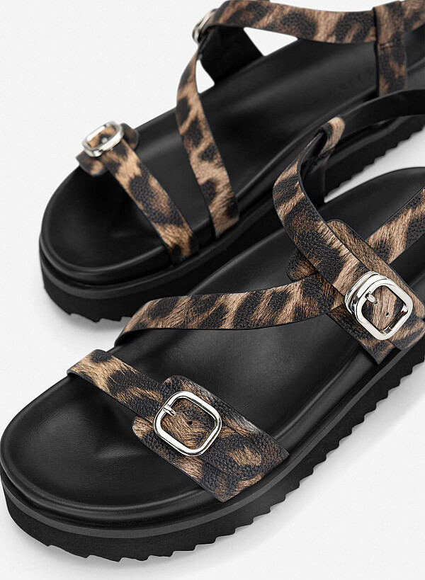 Giày sandals flatform họa tiết da báo - SDK 0354 - Màu họa tiết da báo - VASCARA
