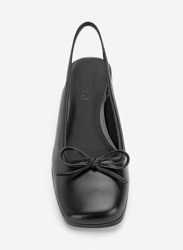 Giày slingback mũi vuông phối nơ - BMN 0727 - Màu đen - VASCARA