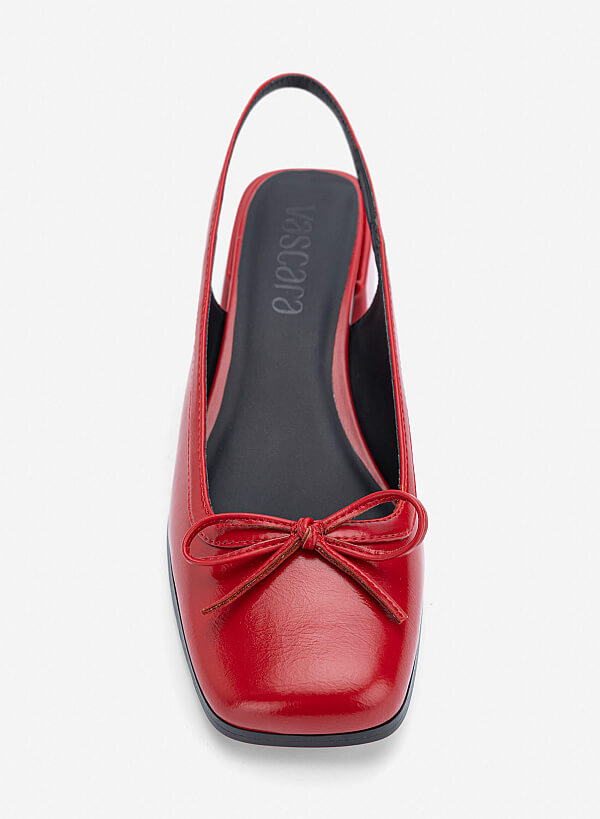 Giày slingback mũi vuông phối nơ - BMN 0727 - Màu đỏ - VASCARA