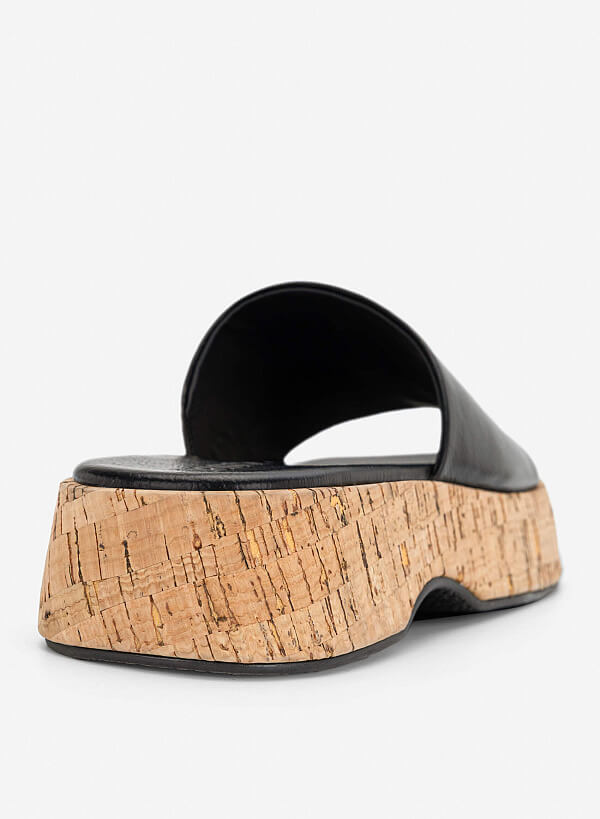 Guốc mules flatform - GXG 0063 - Màu đen - VASCARA