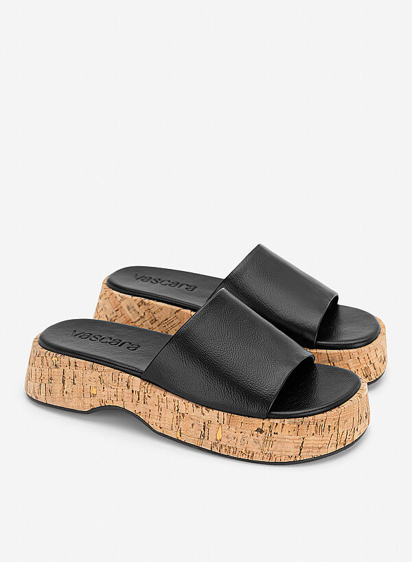 Guốc mules flatform - GXG 0063 - Màu đen - VASCARA