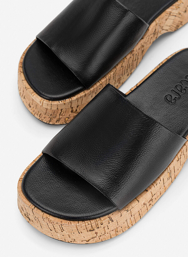 Guốc mules flatform - GXG 0063 - Màu đen - VASCARA