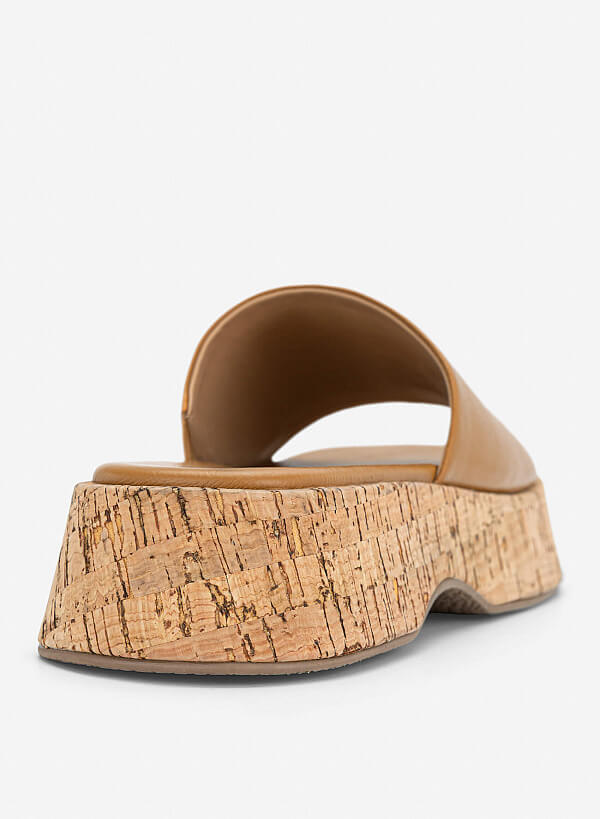 Guốc mules flatform - GXG 0063 - Màu nâu sáng - VASCARA