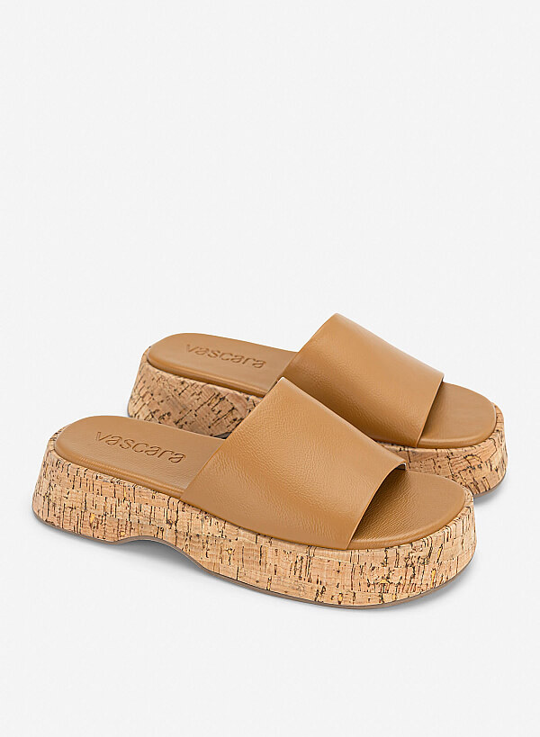 Guốc mules flatform - GXG 0063 - Màu nâu sáng - VASCARA