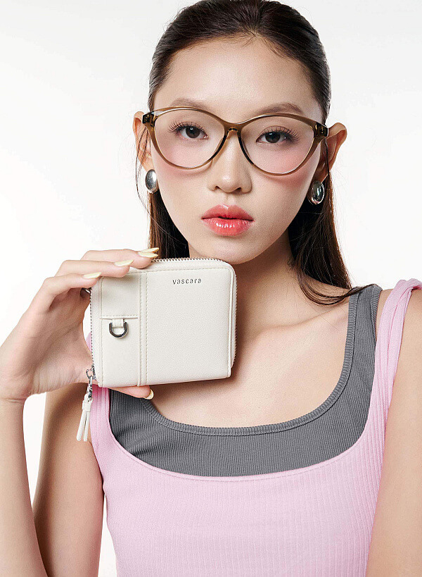Ví mini zip-around nhấn đường chỉ