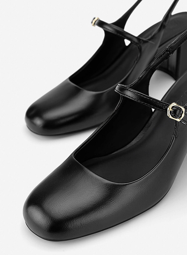 Giày slingback mũi tròn mary janes - BMN 0724 - Màu đen - VASCARA