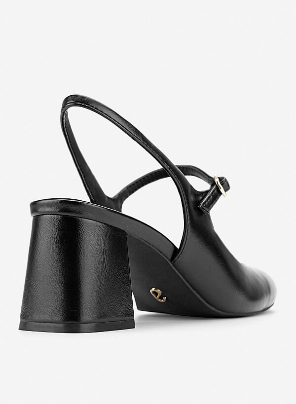 Giày slingback mũi tròn mary janes - BMN 0724 - Màu đen - VASCARA