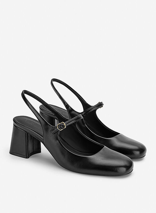 Giày slingback mũi tròn mary janes - BMN 0724 - Màu đen - VASCARA