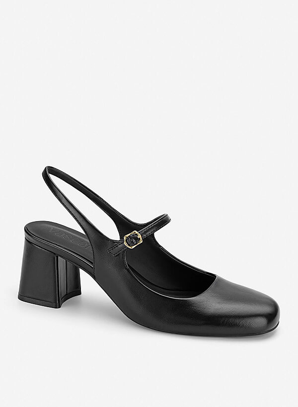 Giày slingback mũi tròn mary janes - BMN 0724 - Màu đen - VASCARA