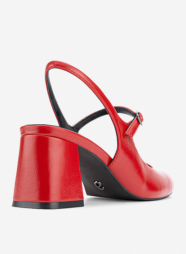 Giày slingback mũi tròn mary janes - BMN 0724 - Màu đỏ - VASCARA