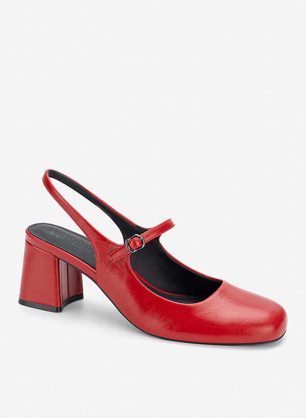 Giày slingback mũi tròn mary janes - BMN 0724 - Màu đỏ - VASCARA