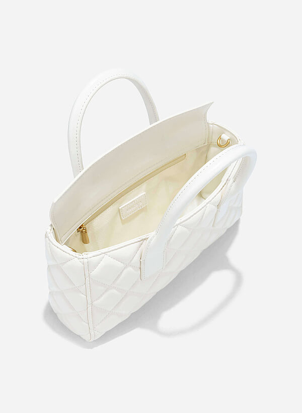 Quilted Handheld Bag - TTE 0169 - Cream - VASCARA
