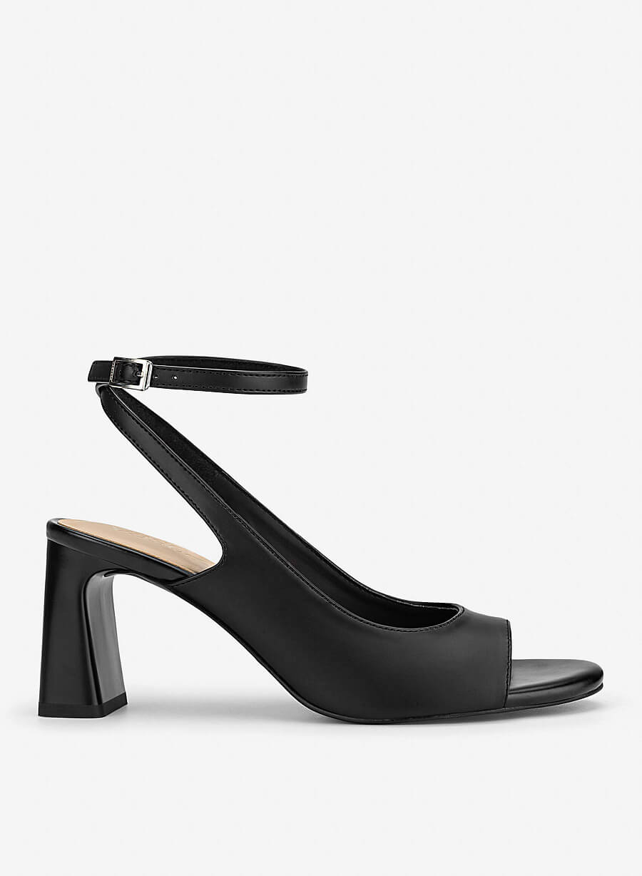 Giày sandals block heel cut-out