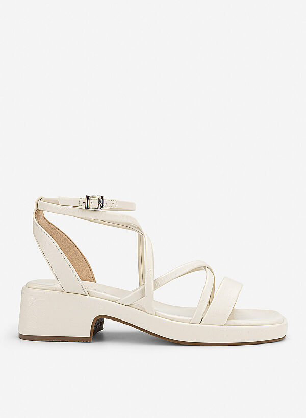 Giày sandals block heel quai dây đan