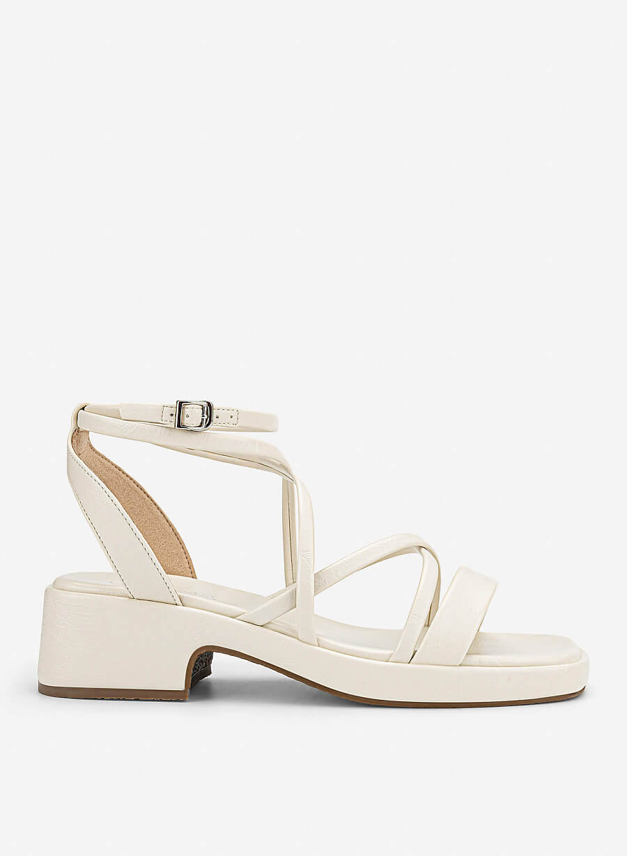 Giày sandals block heel quai dây đan