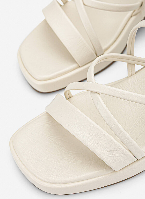 Giày sandals block heel quai dây đan - SDN 0828 - Màu kem - VASCARA