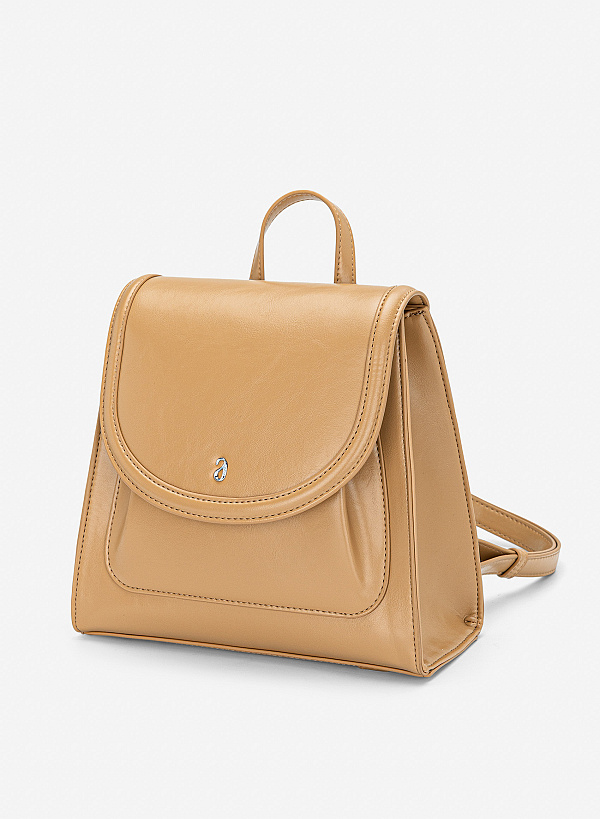 Balo nắp gập nhấn nổi viền - BAC 0232 - Màu be - VASCARA