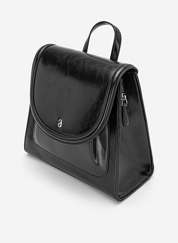 Balo nắp gập nhấn nổi viền - BAC 0232 - Màu đen - VASCARA