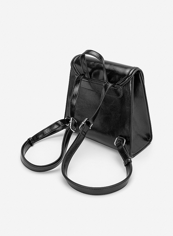 Balo nắp gập nhấn nổi viền - BAC 0232 - Màu đen - VASCARA