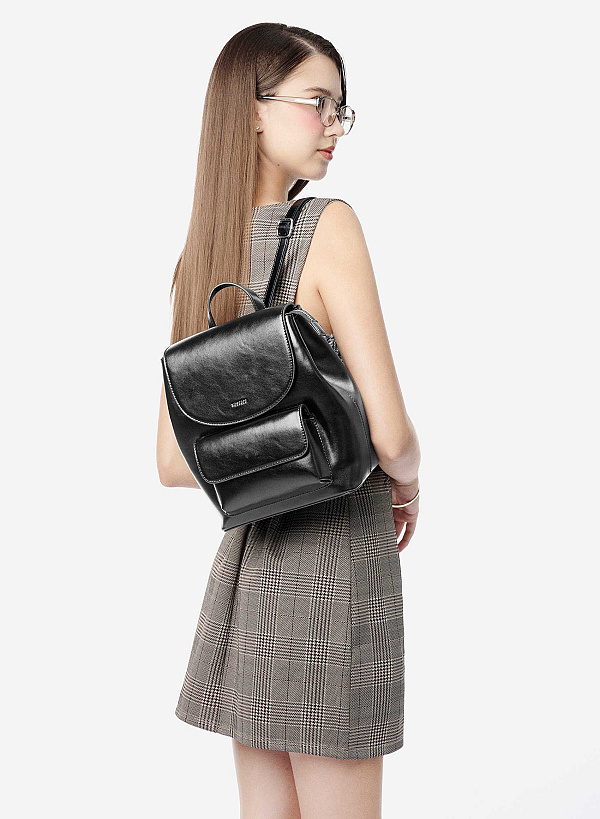 Balo nắp gập phối túi hộp tối giản