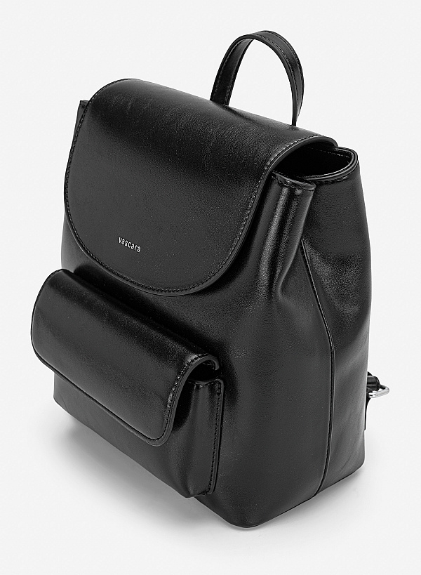 Balo nắp gập phối túi hộp tối giản - BAC 0231 - Màu đen - VASCARA