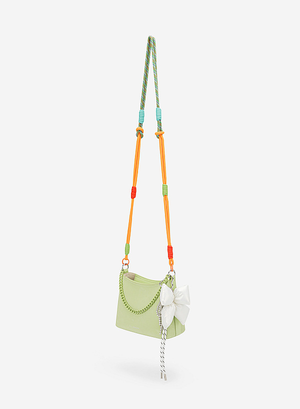 Charm dây hoạ tiết nơ chần bông - CHM 0037 - Màu trắng đen - VASCARA