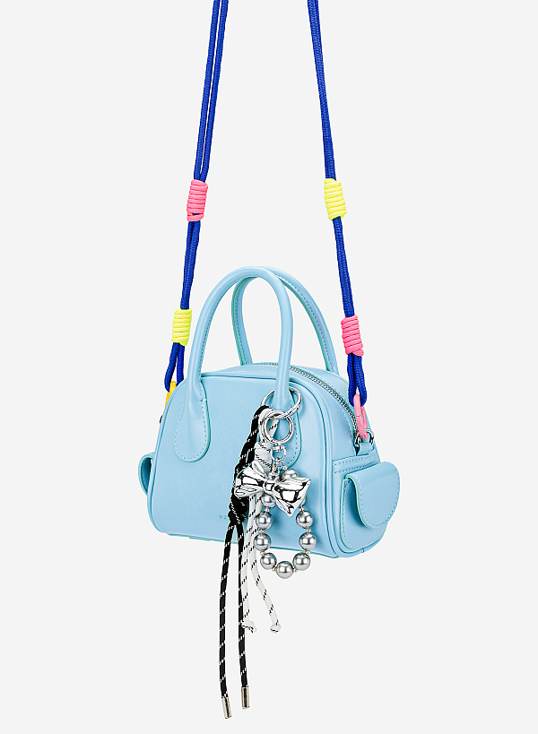 Charm dây nơ bạc phối hạt trang trí