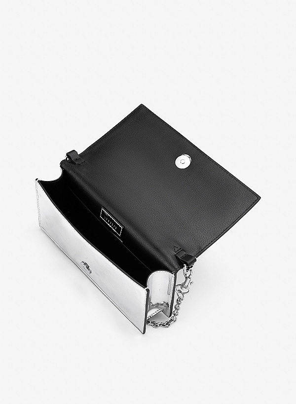 Clutch ánh kim phối dây xích - CLU 0139 - Màu bạc - VASCARA