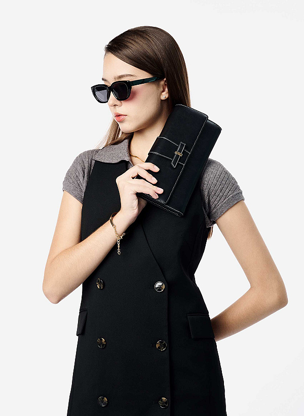 Clutch cầm tay nhấn chỉ trang trí