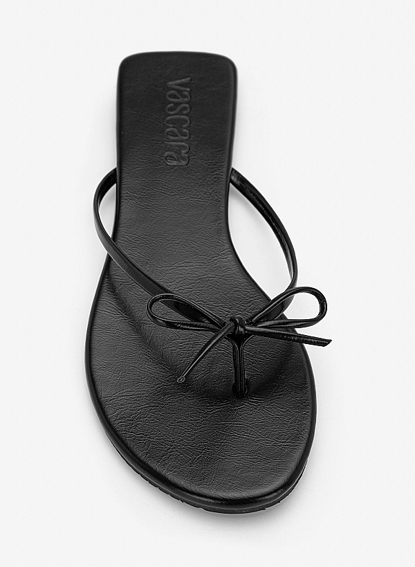 Dép flipflops đính nơ trang trí - DXP 0217 - Màu đen - VASCARA