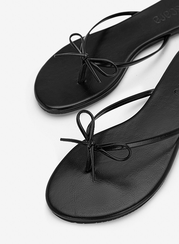 Dép flipflops đính nơ trang trí - DXP 0217 - Màu đen - VASCARA