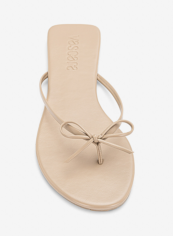 Dép flipflops đính nơ trang trí - DXP 0217 - Màu kem - VASCARA