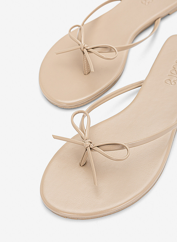 Dép flipflops đính nơ trang trí - DXP 0217 - Màu kem - VASCARA