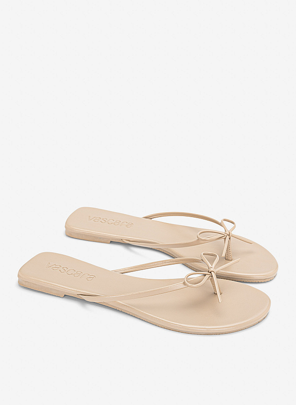 Dép flipflops đính nơ trang trí - DXP 0217 - Màu kem - VASCARA