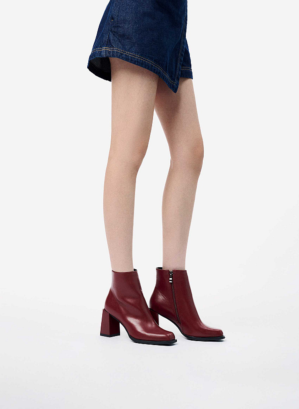 Giày ankle boots mũi vuông