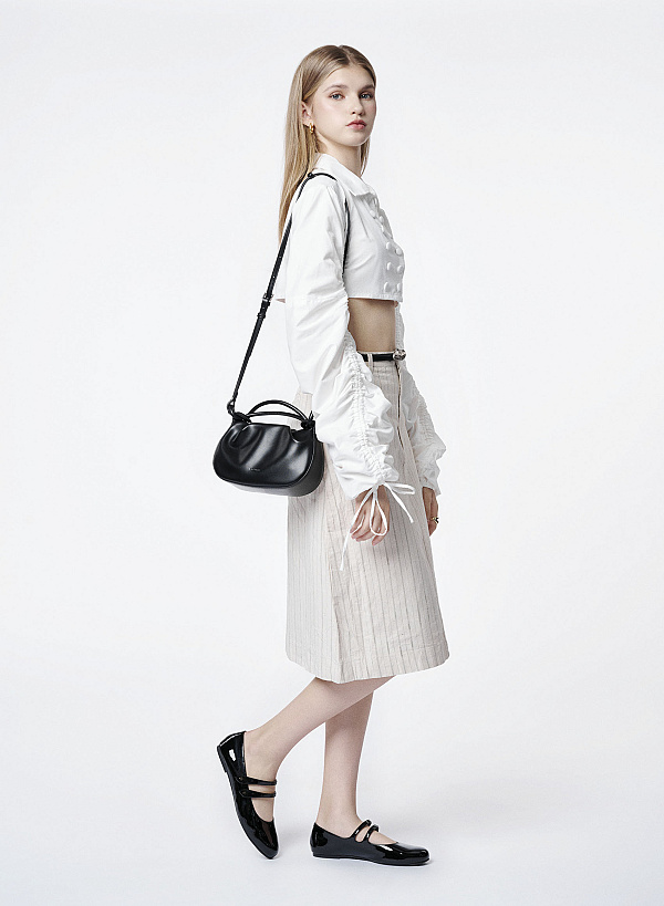 Giày ballerina mary janes quai đôi đính nút tán kim loại