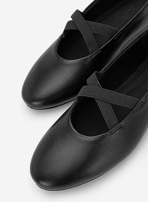 Giày ballerinas quai thun - GBB 0446 - Màu đen - VASCARA